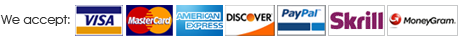 We accept PayPal, Skrill, VISA, MasterCard, American Express, Discover, MoneyGram payments at voxgate.biz